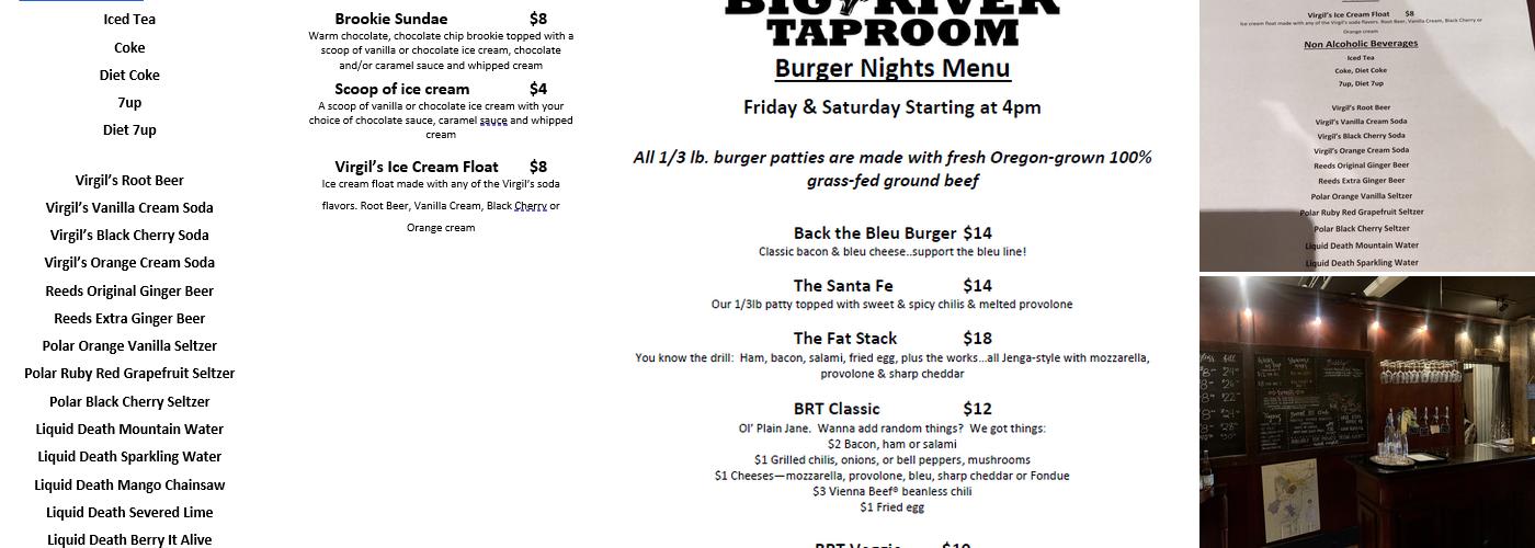 Big River Taproom Menu