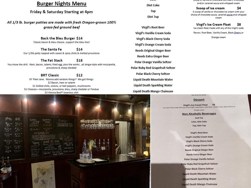 Big River Taproom Menu