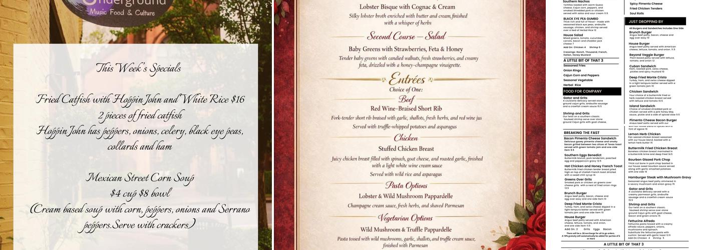Indigenous Underground Menu