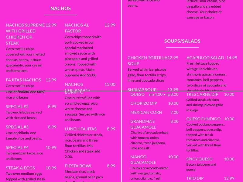 423 Taco Menu