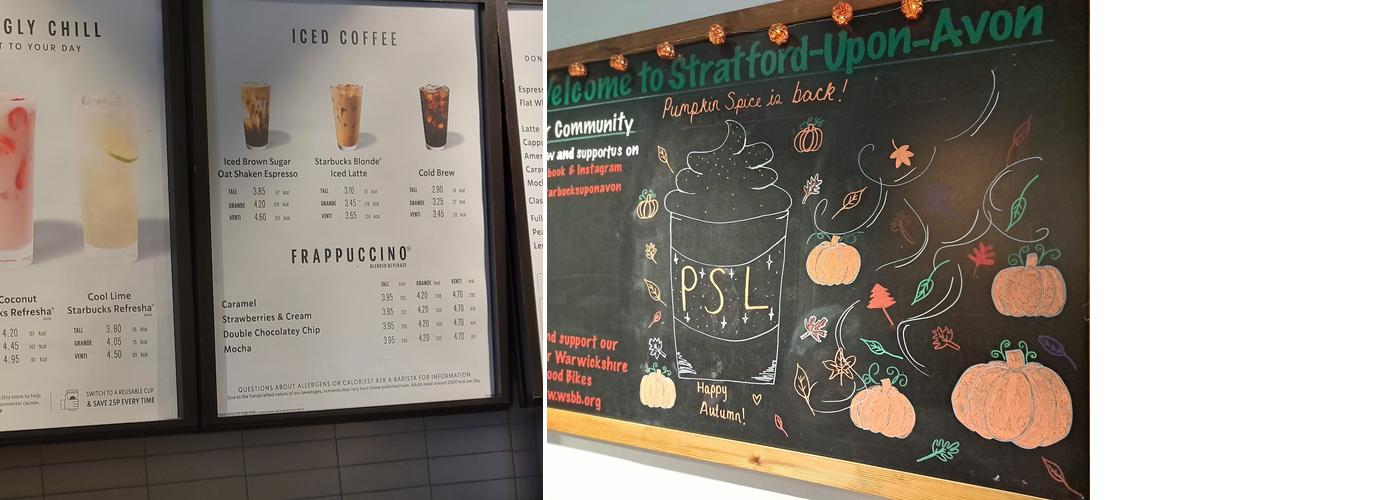 Starbucks Coffee Menu