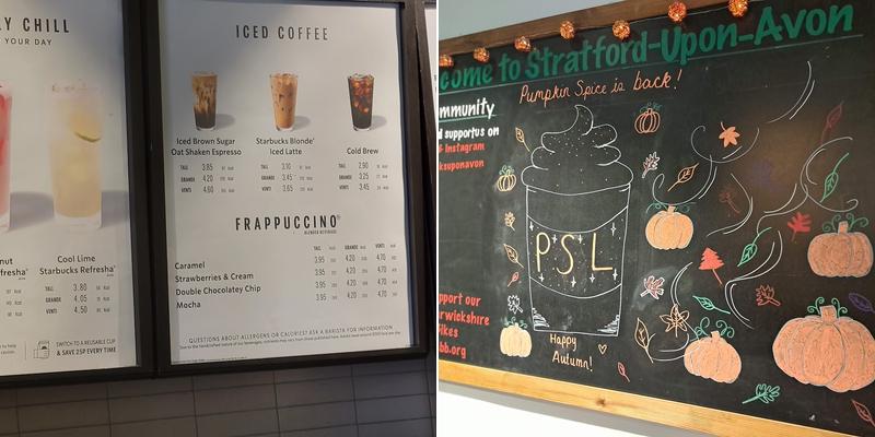 Starbucks Coffee Menu