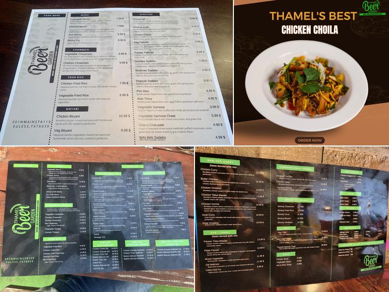 Thamel Beer Garden Indian and Nepalese Restaurant Menu
