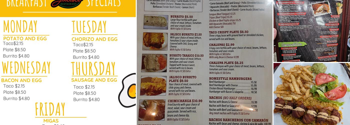 Jalisco Restaurant Menu