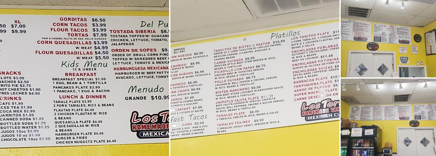 Los Toritos Tamales Menu