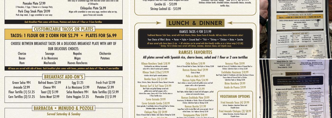 Ramses Tacos & Tequila Menu