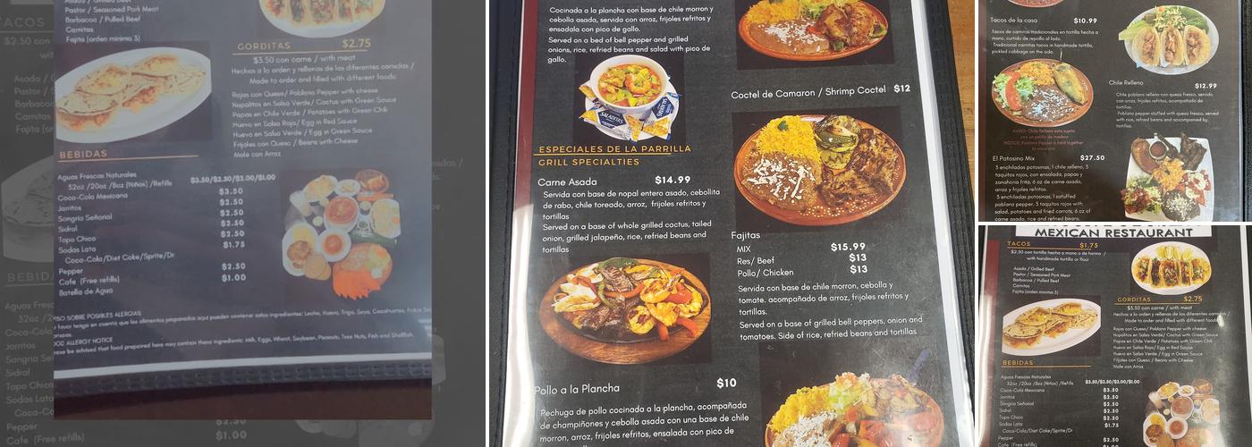 Rincon Potosino Menu