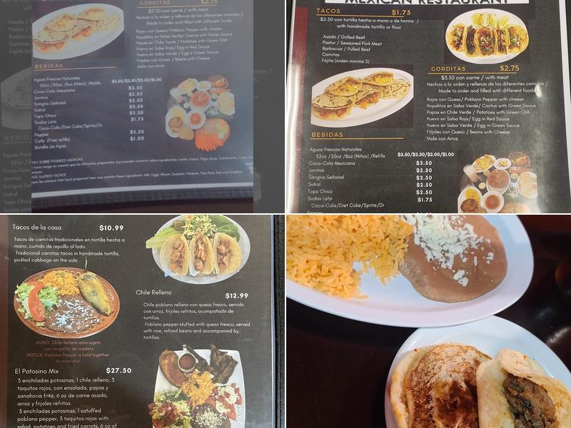 Rincon Potosino Menu