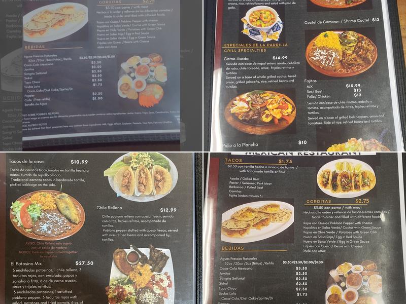 Rincon Potosino Menu