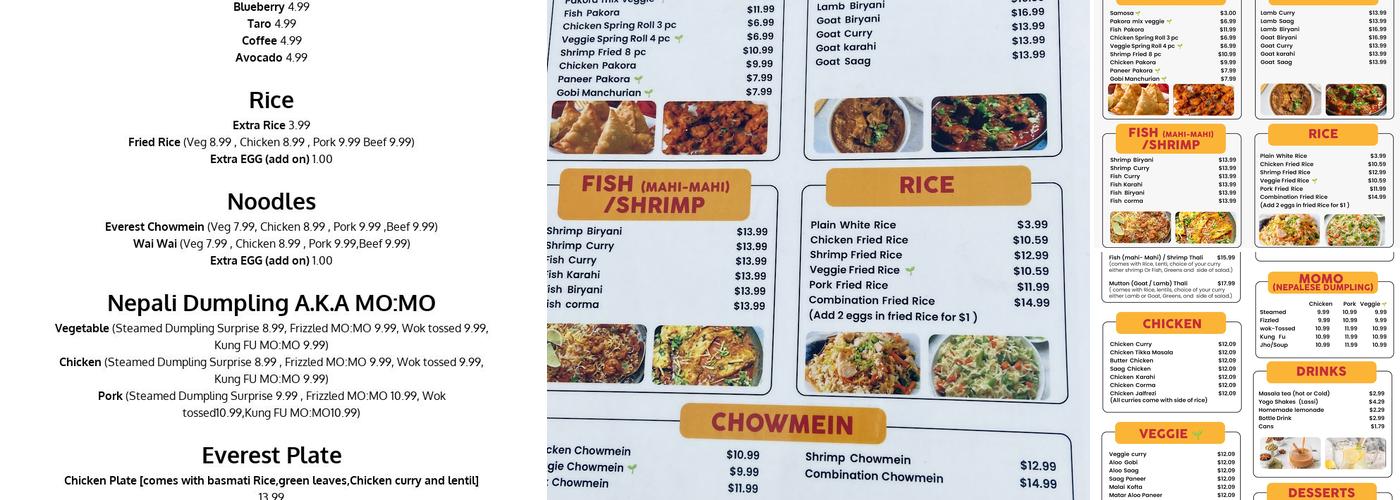 Cafe Everest Menu