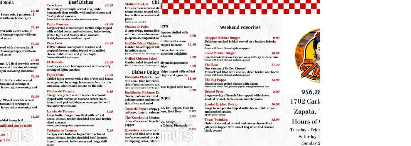 Ms. Zuri's Kitchen Menu