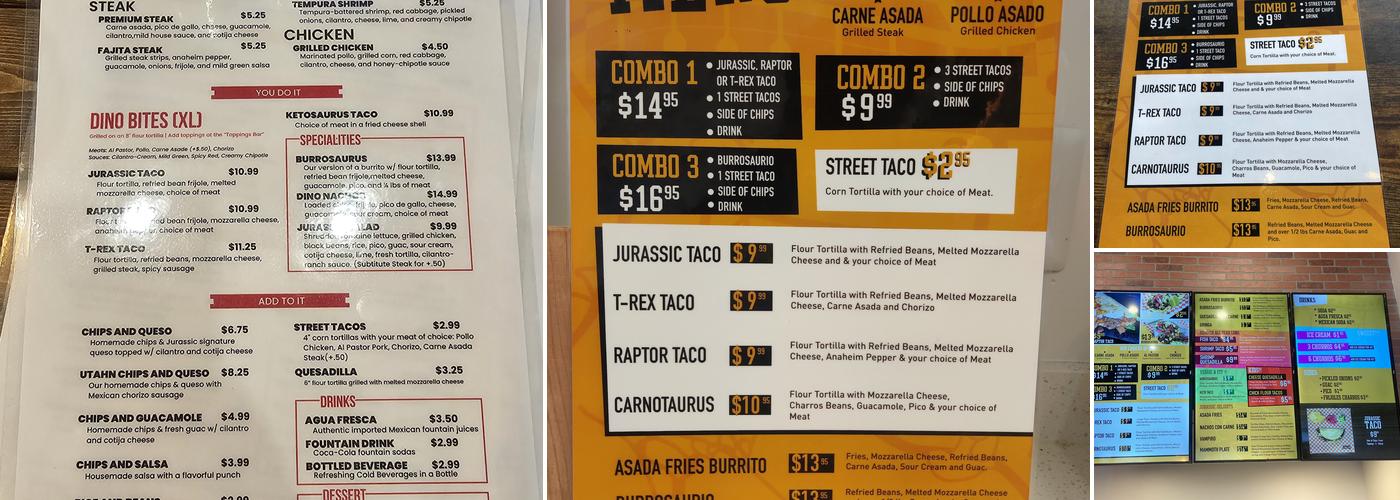 Jurassic Tacos Pleasant Grove Menu
