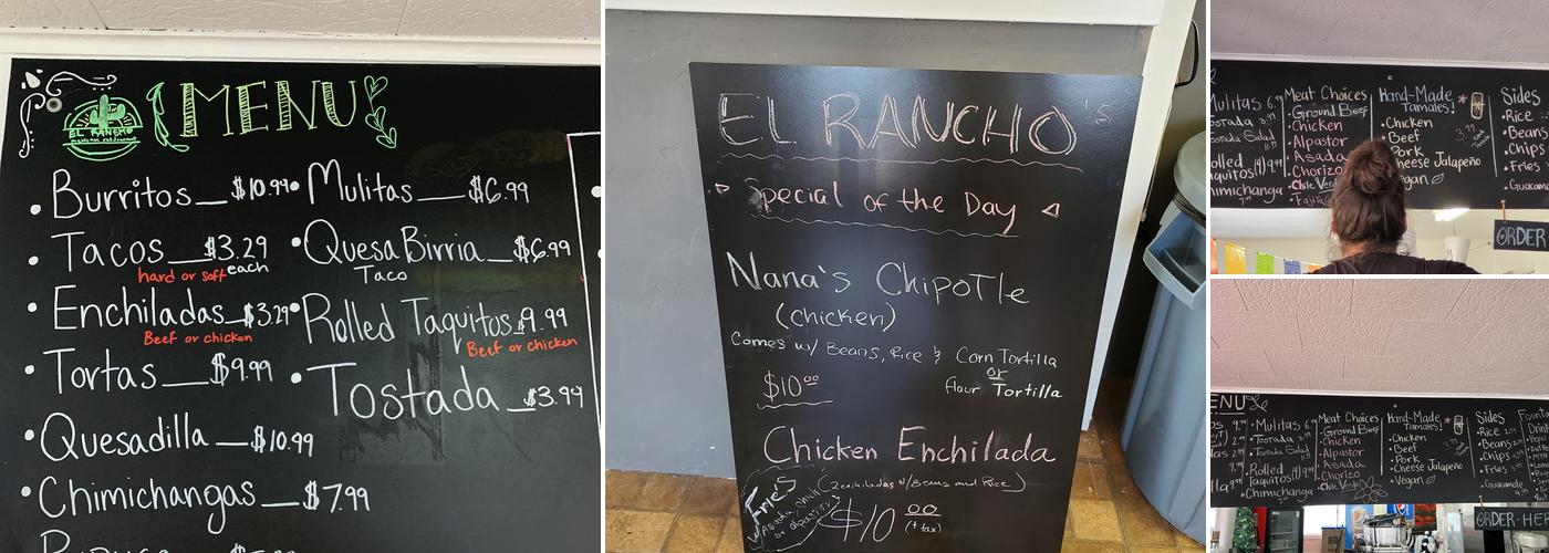 El Rancho Menu