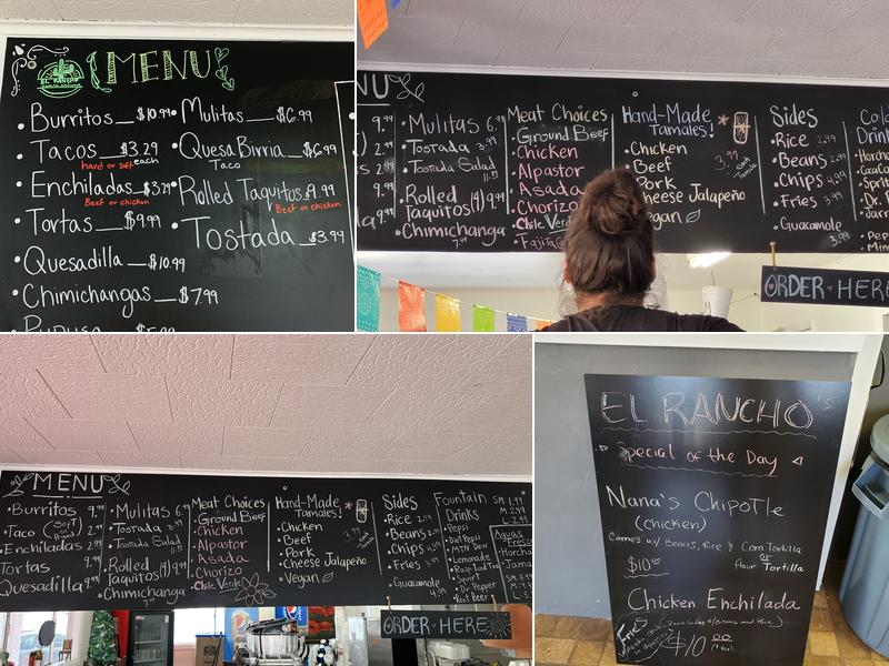 El Rancho Menu