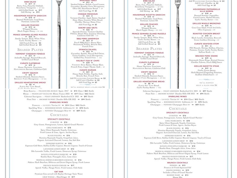curATE cafe Menu