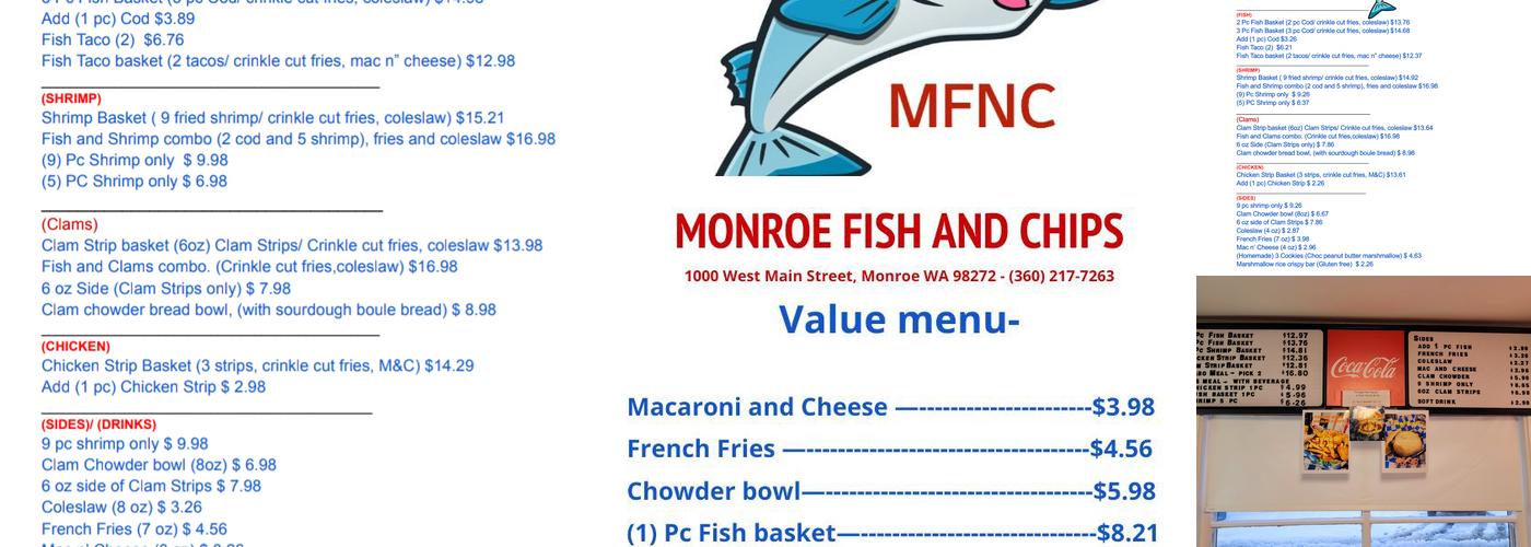Monroe Fish and Chips Menu