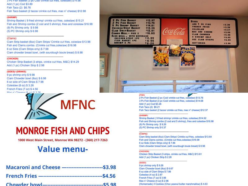 Monroe Fish and Chips Menu