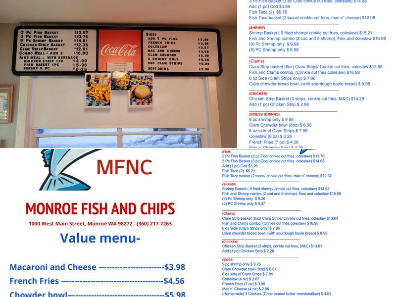 Monroe Fish and Chips Menu