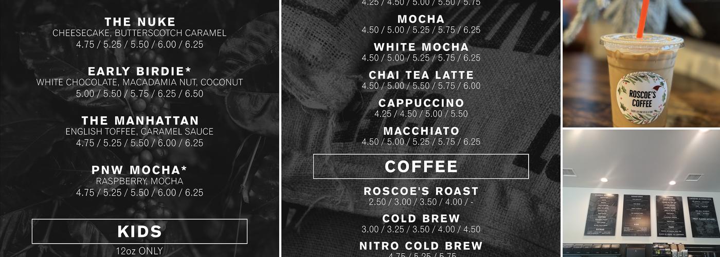 Roscoe's Coffee Menu