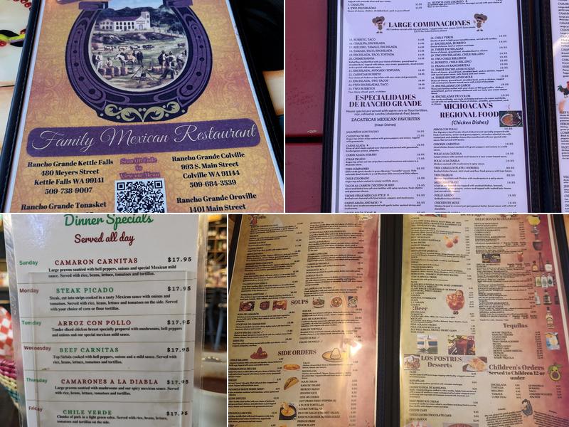 Rancho Grande Menu