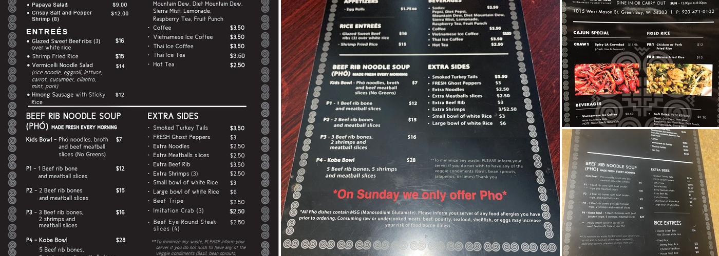 Phở Lodge Menu