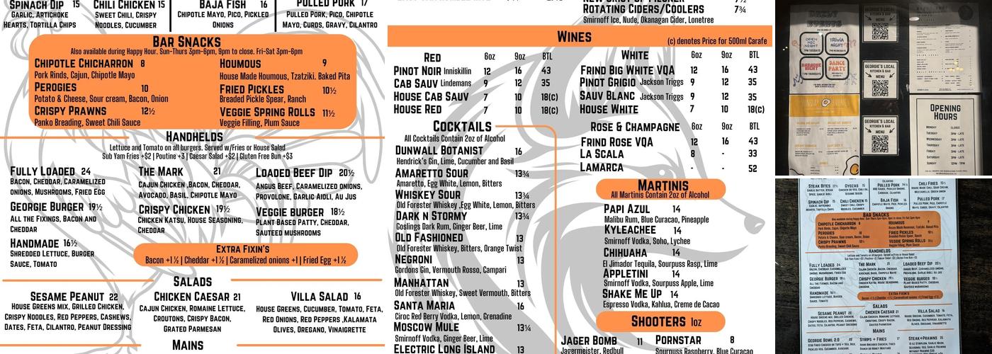 Georgie's Local Kitchen + Bar Menu