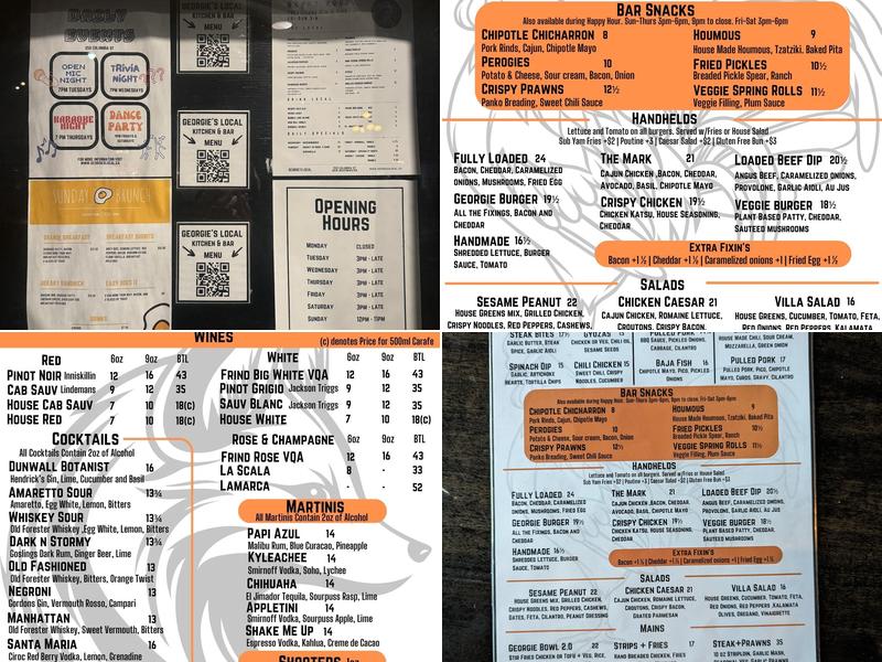 Georgie's Local Kitchen + Bar Menu