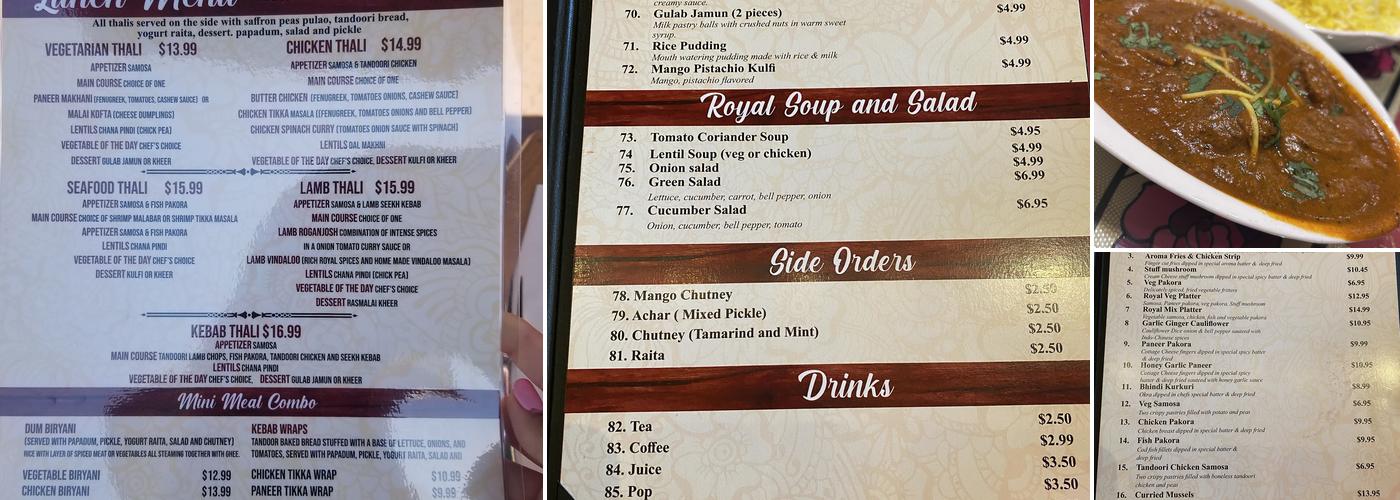 Royal Aroma Menu