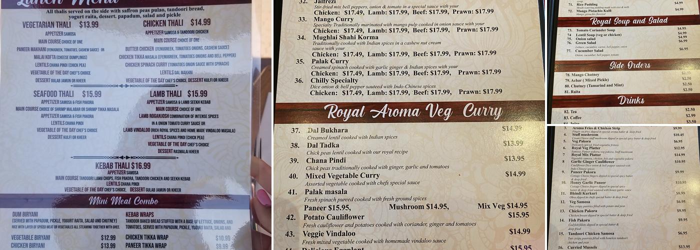 Royal Aroma Menu