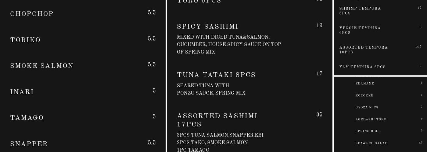 Ga-on Sushi Kelowna Menu