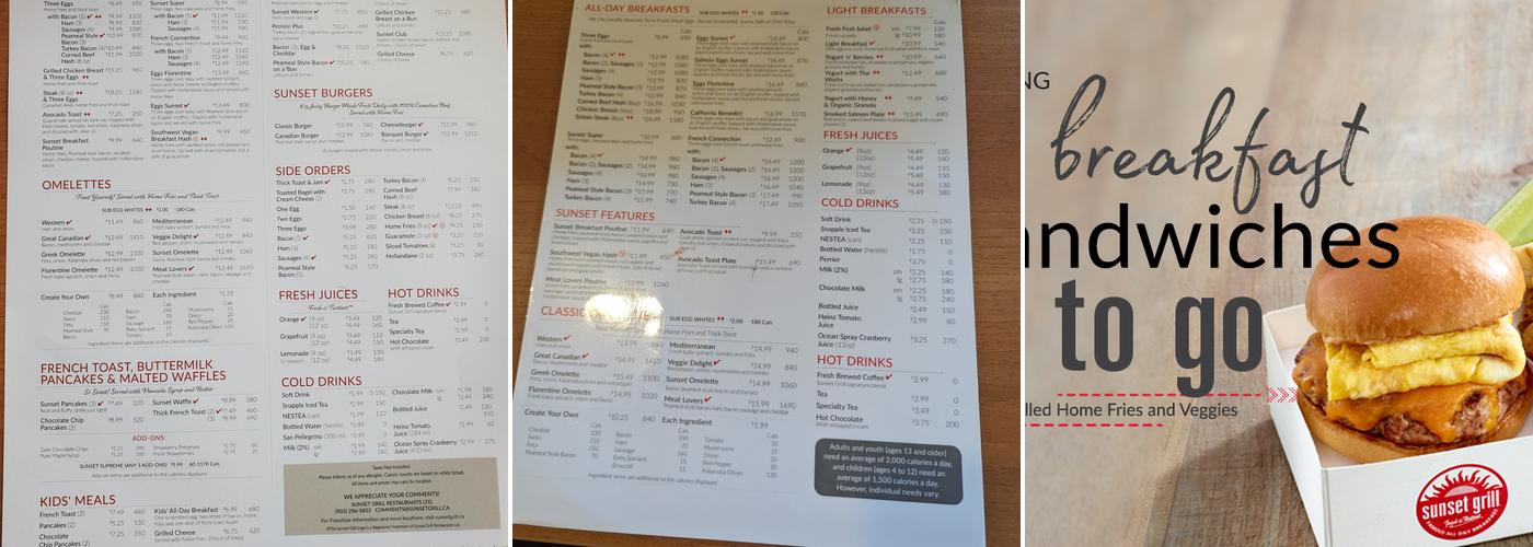 Sunset Grill Menu