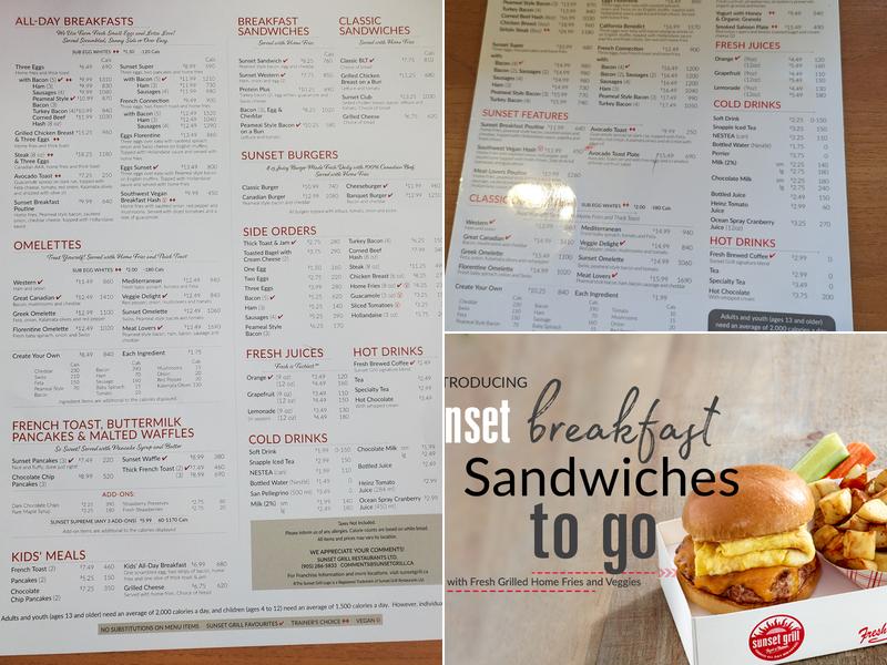 Sunset Grill Menu