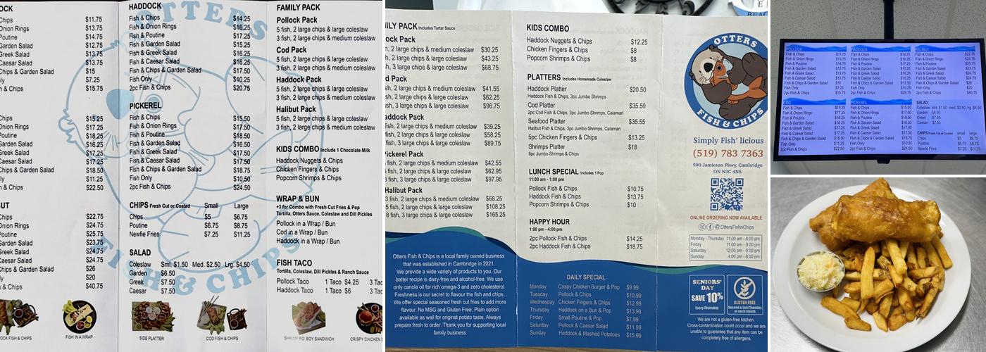 Otters Fish & Chips Menu