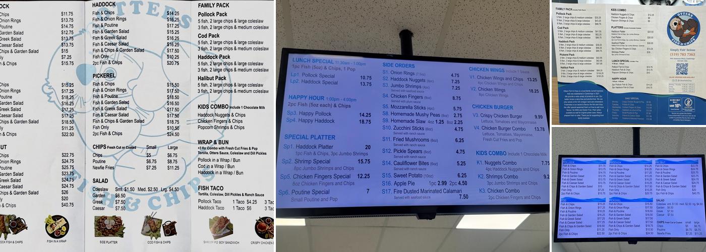 Otters Fish & Chips Menu