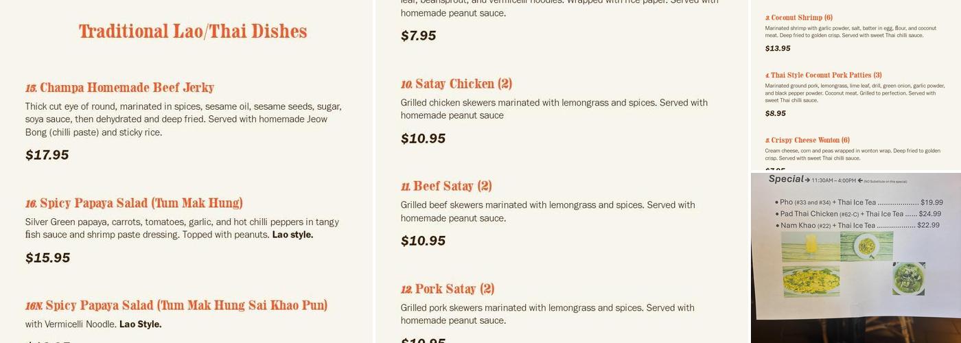 Champa Kitchen Menu