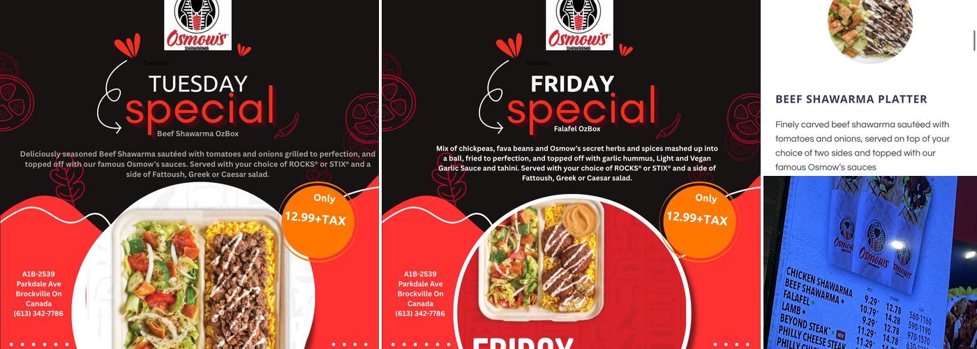 Osmow's Shawarma Menu