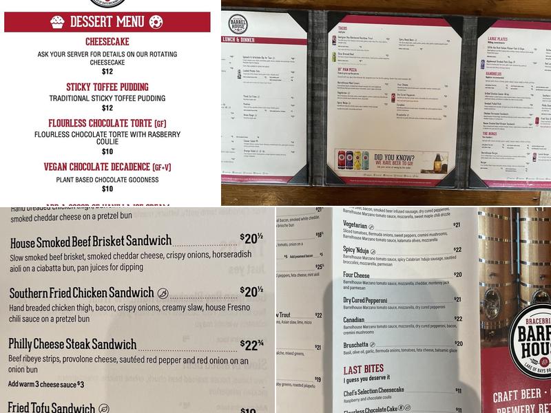 Bracebridge Barrelhouse Menu