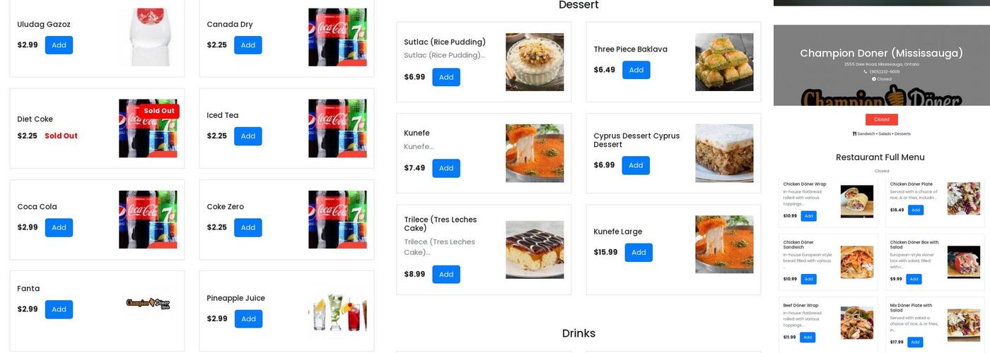 Champion Döner Menu