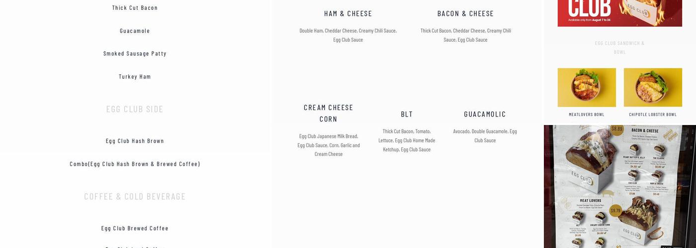 Egg Club North York Menu
