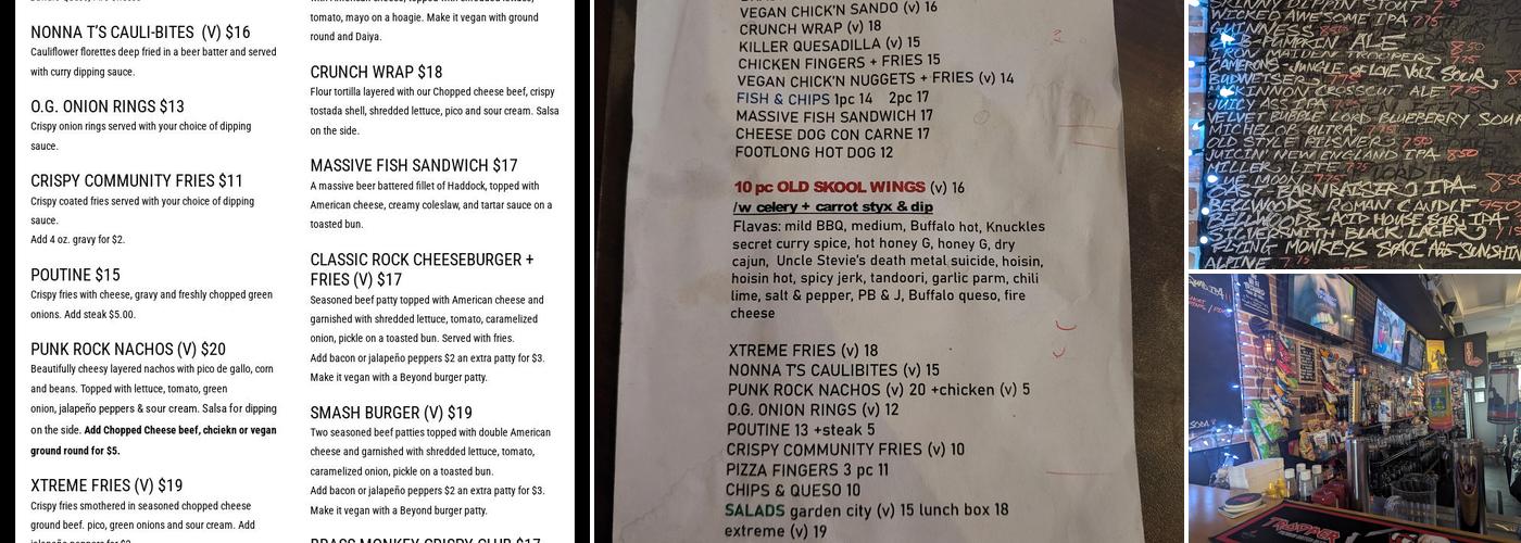 Brass Monkey Local Menu