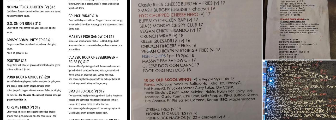 Brass Monkey Local Menu
