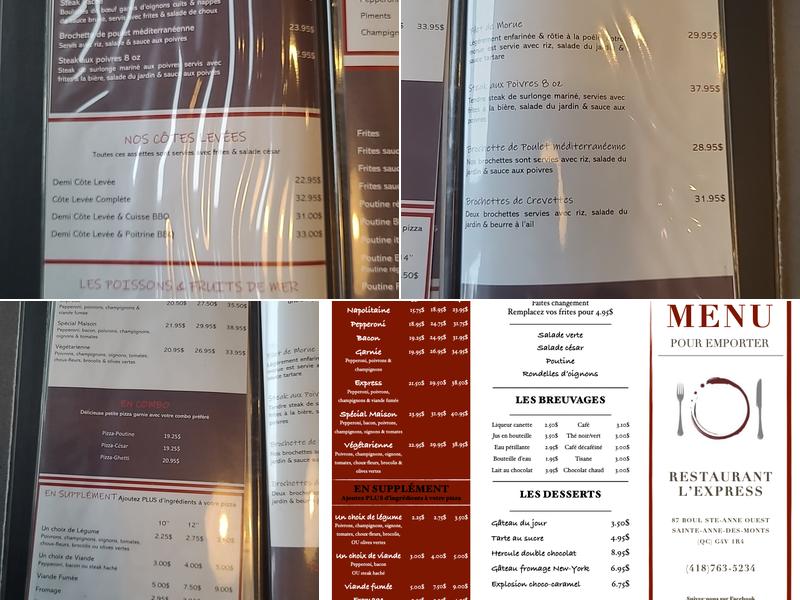 Restaurant L'Express Menu