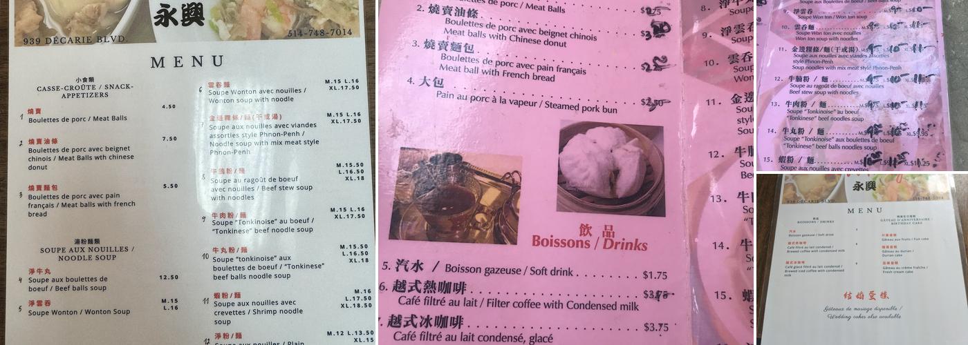 Vinh Hing Menu