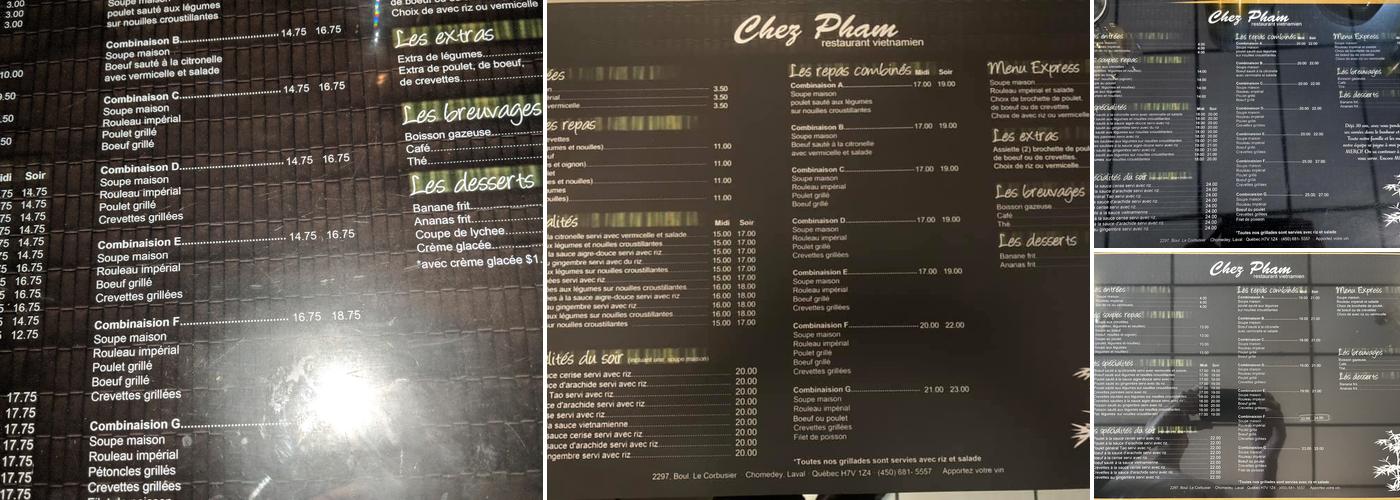 Chez Pham Menu