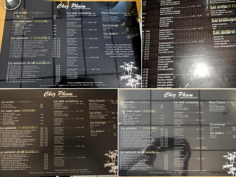 Chez Pham Menu