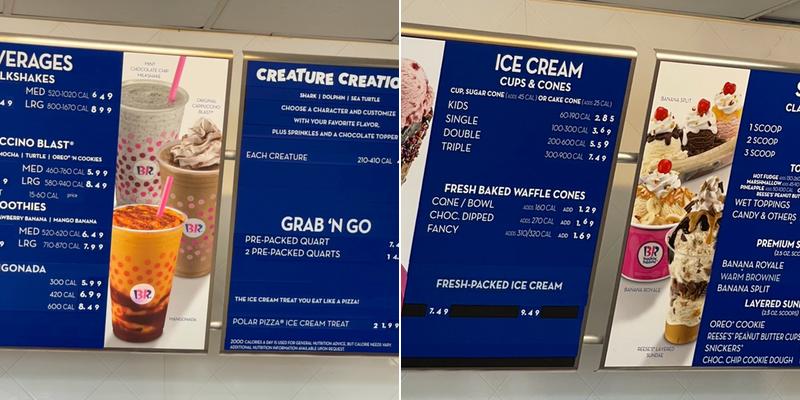 Baskin-Robbins Menu