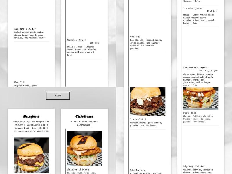 Thunder Bacon Burger Co Menu