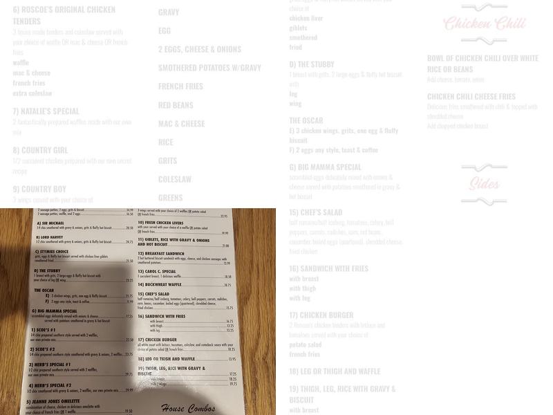 Roscoe's Chicken and Waffles Menu