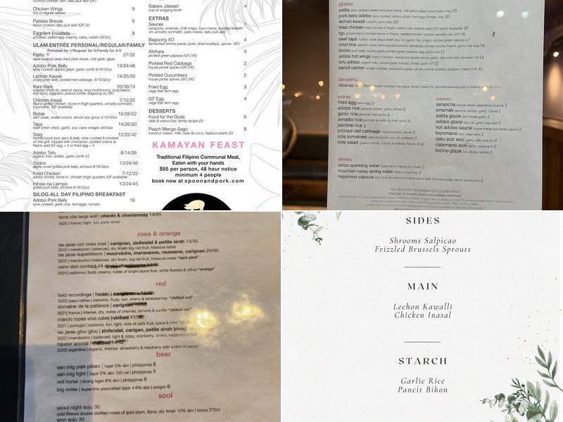 Spoon & Pork Menu