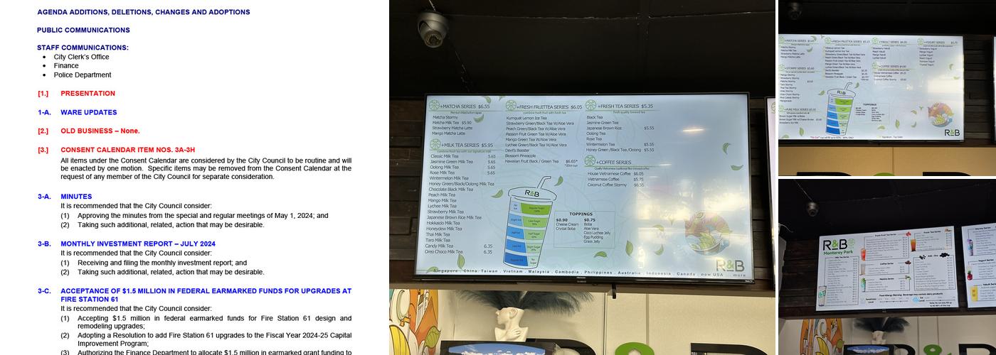 R&B Tea Monterey Park Menu